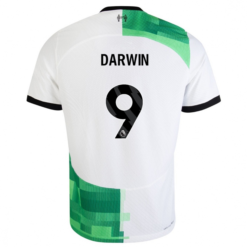 Kids  Darwin Nunez #9 White Green Away Jersey 2023/24 T-Shirt