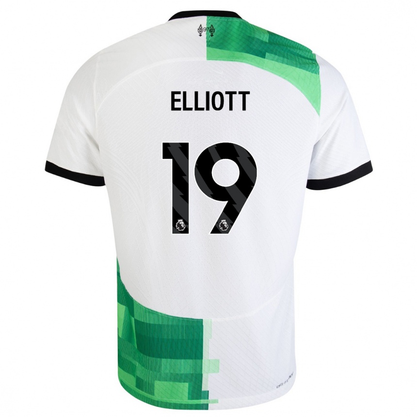 Kids  Harvey Elliott #19 White Green Away Jersey 2023/24 T-Shirt