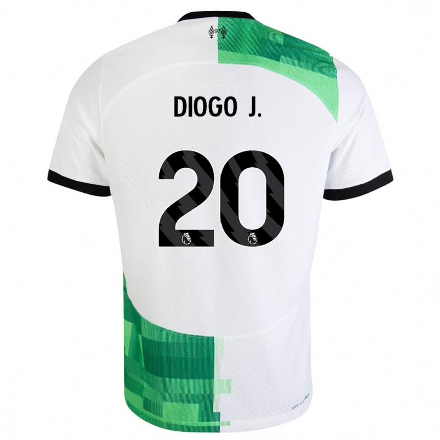 Kids  Diogo Jota #20 White Green Away Jersey 2023/24 T-Shirt