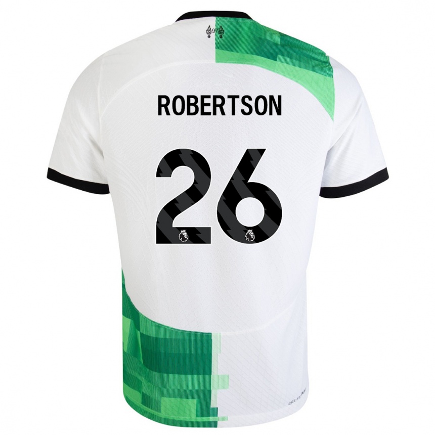 Kids  Andrew Robertson #26 White Green Away Jersey 2023/24 T-Shirt