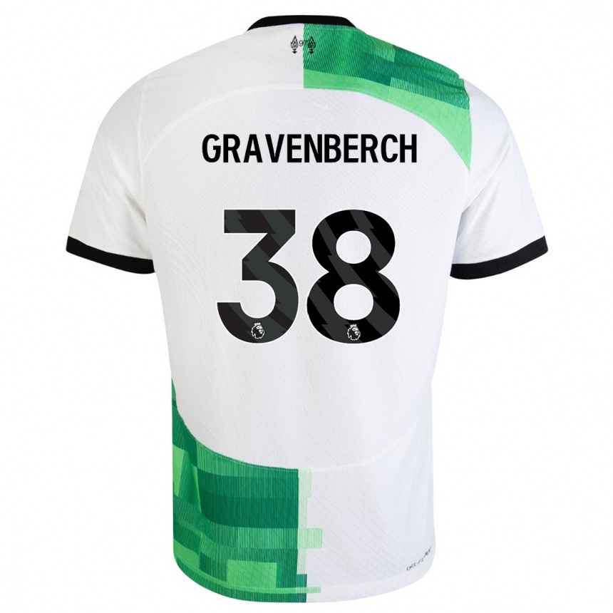 Kids  Ryan Gravenberch #38 White Green Away Jersey 2023/24 T-Shirt