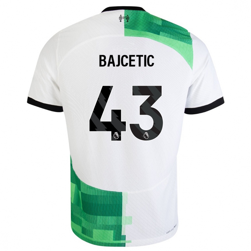 Kids  Stefan Bajcetic #43 White Green Away Jersey 2023/24 T-Shirt