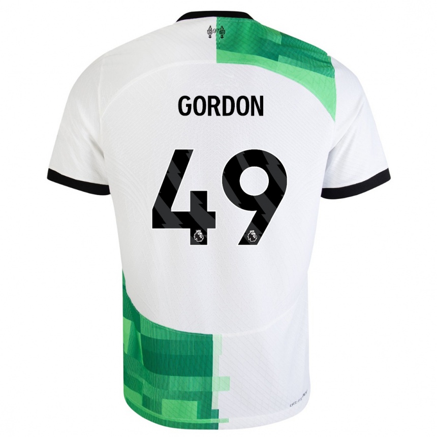 Kids  Kaide Gordon #49 White Green Away Jersey 2023/24 T-Shirt