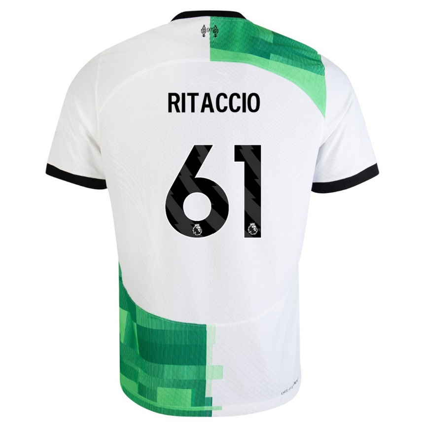 Kids  Matteo Ritaccio #61 White Green Away Jersey 2023/24 T-Shirt