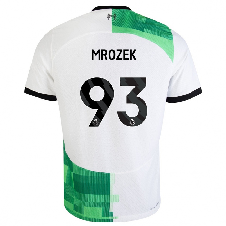 Kids  Fabian Mrozek #93 White Green Away Jersey 2023/24 T-Shirt