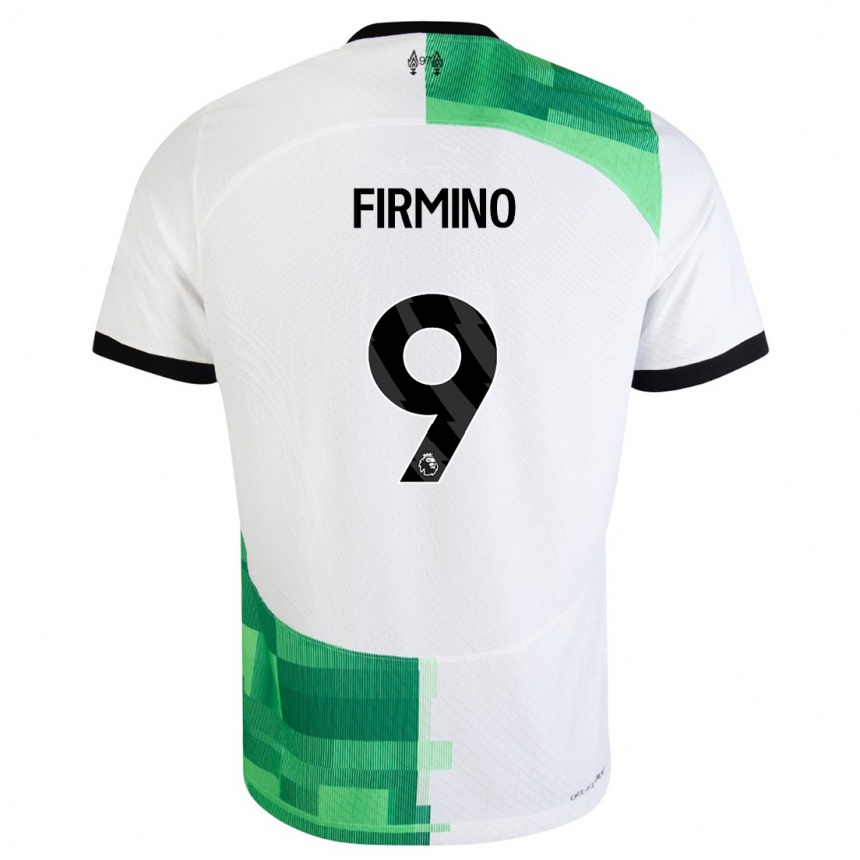 Kids  Roberto Firmino #9 White Green Away Jersey 2023/24 T-Shirt