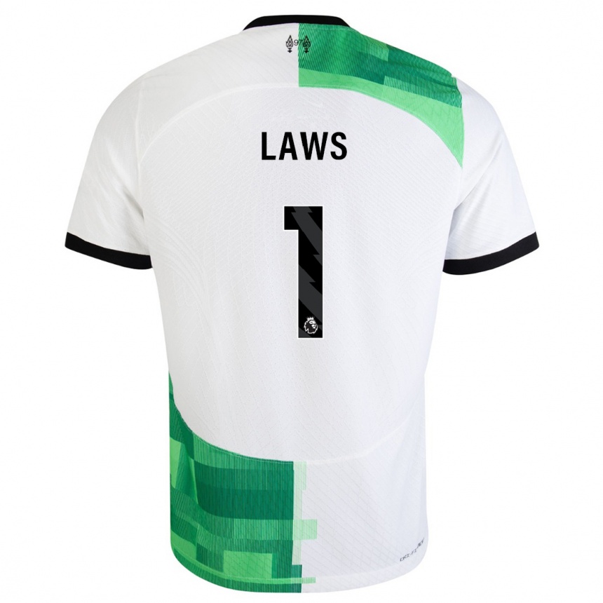 Kids  Rachael Laws #1 White Green Away Jersey 2023/24 T-Shirt