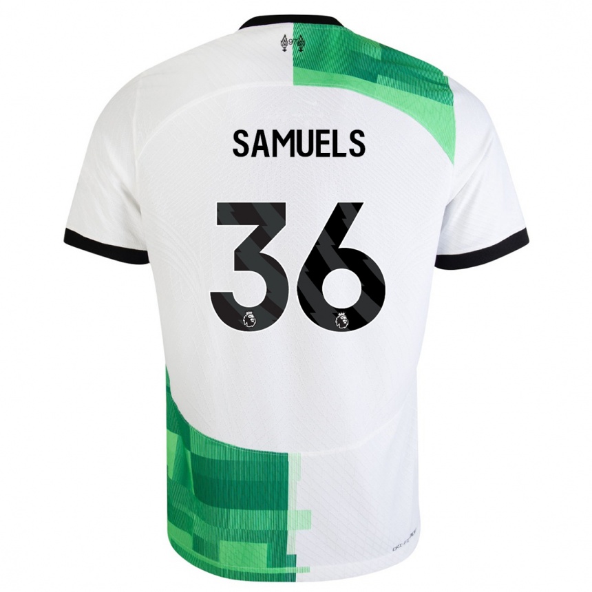 Kids  Kerron Samuels #36 White Green Away Jersey 2023/24 T-Shirt