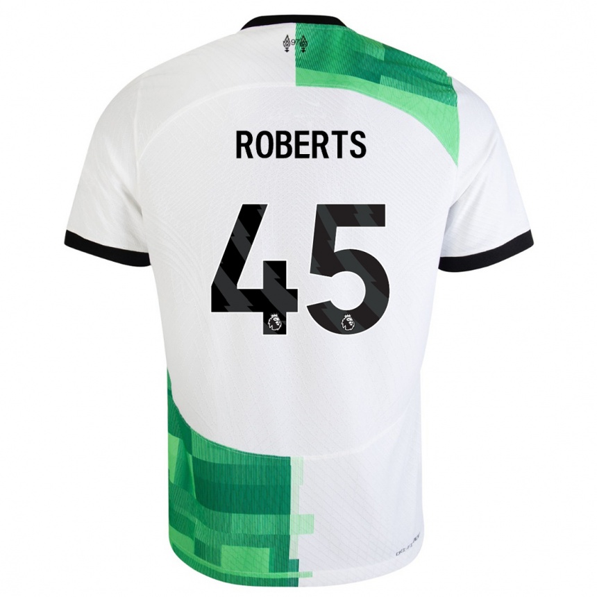 Kids  Iwan Roberts #45 White Green Away Jersey 2023/24 T-Shirt