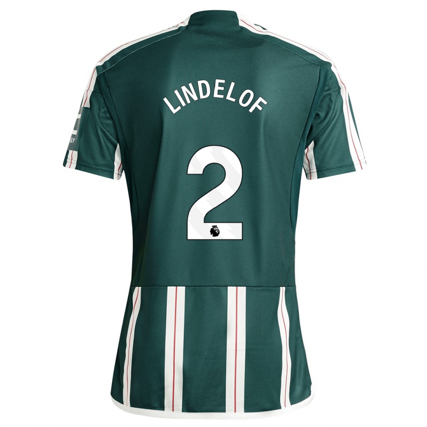 Kids  Victor Lindelof #2 Dark Green Away Jersey 2023/24 T-Shirt