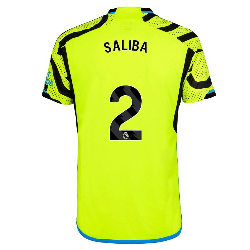 Kids  William Saliba #2 Yellow Away Jersey 2023/24 T-Shirt