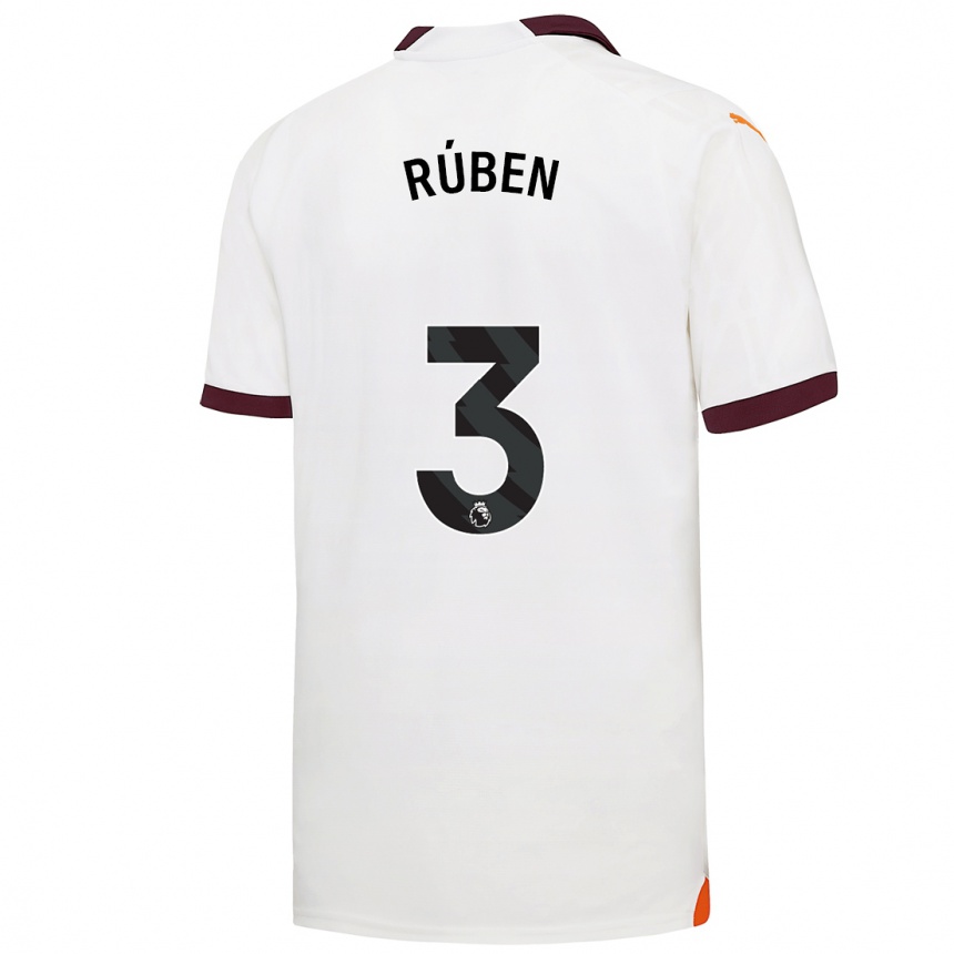 Kids  Ruben Dias #3 White Away Jersey 2023/24 T-Shirt