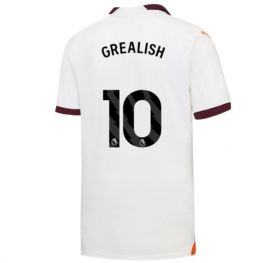 Kids  Jack Grealish #10 White Away Jersey 2023/24 T-Shirt