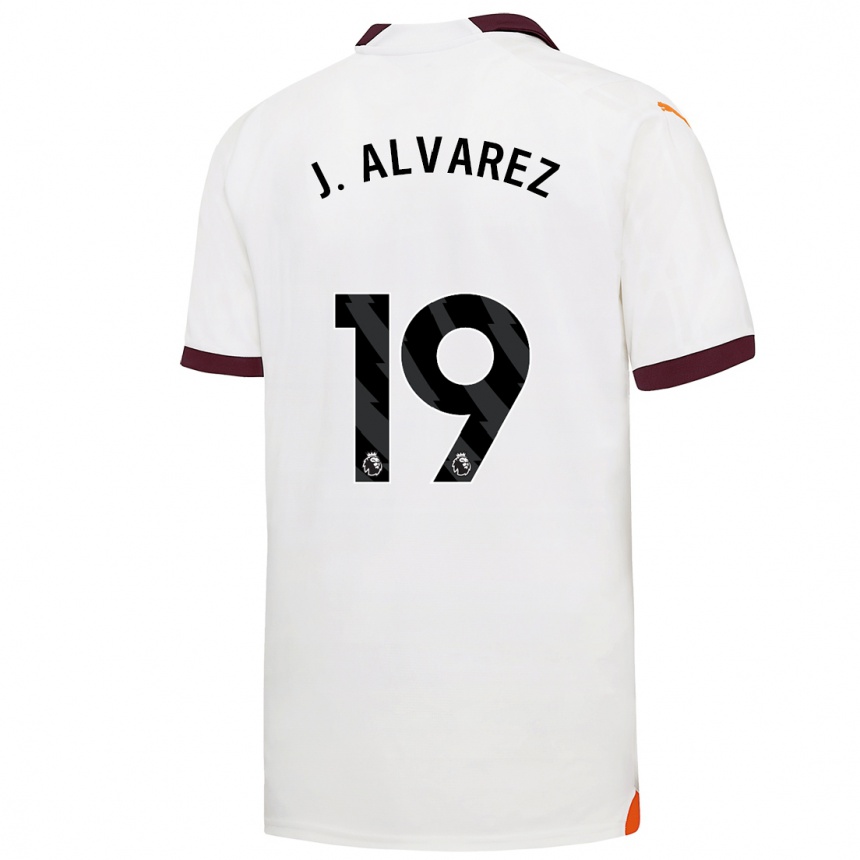 Kids  Julian Alvarez #19 White Away Jersey 2023/24 T-Shirt