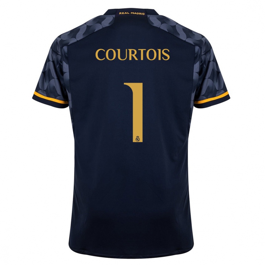 Kids  Thibaut Courtois #1 Dark Blue Away Jersey 2023/24 T-Shirt