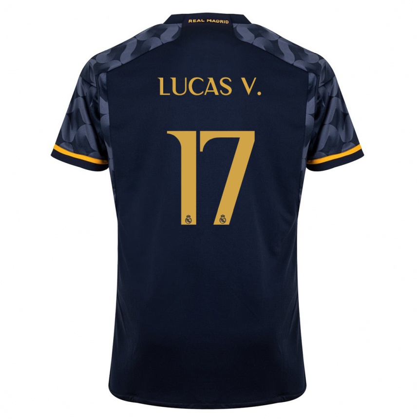 Kids  Lucas Vazquez #17 Dark Blue Away Jersey 2023/24 T-Shirt