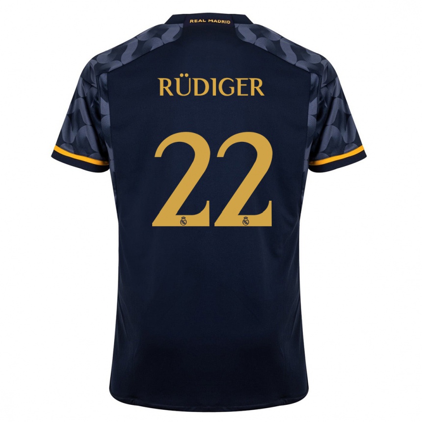 Kids  Antonio Rudiger #22 Dark Blue Away Jersey 2023/24 T-Shirt