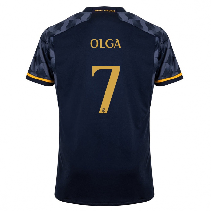 Kids  Olga Carmona #7 Dark Blue Away Jersey 2023/24 T-Shirt