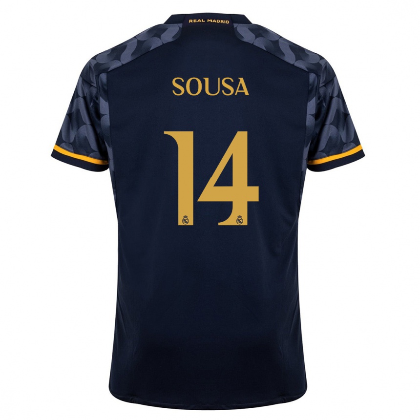 Kids  Kathellen Sousa #14 Dark Blue Away Jersey 2023/24 T-Shirt