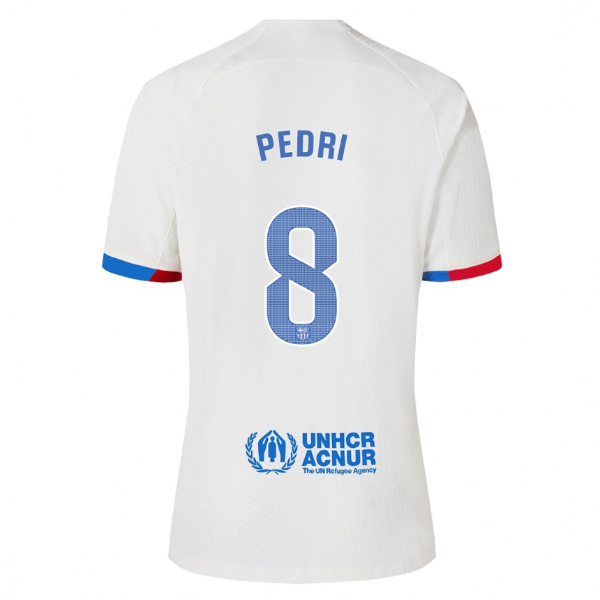 Kids  Pedri #8 White Away Jersey 2023/24 T-Shirt