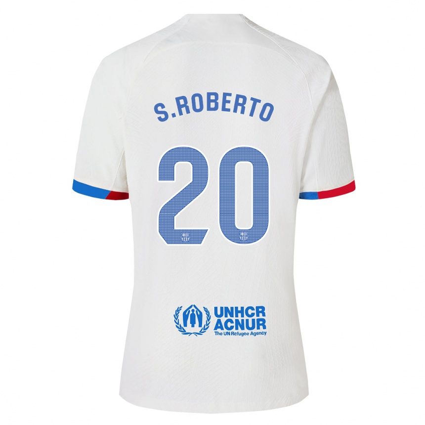 Kids  Sergi Roberto #20 White Away Jersey 2023/24 T-Shirt