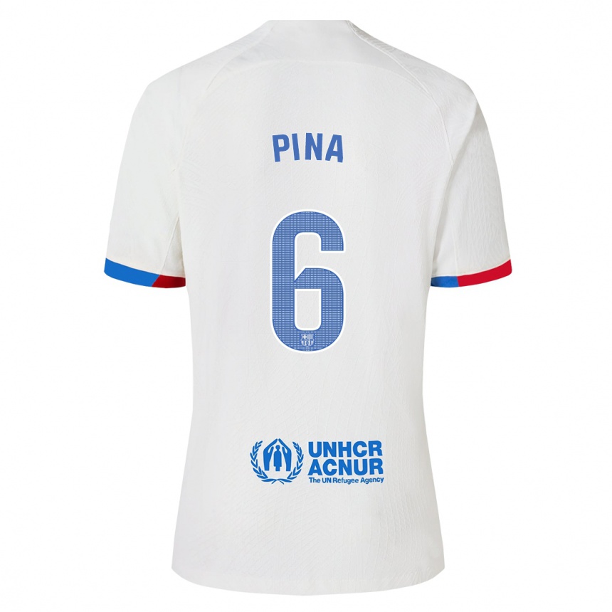 Kids  Claudia Pina #6 White Away Jersey 2023/24 T-Shirt