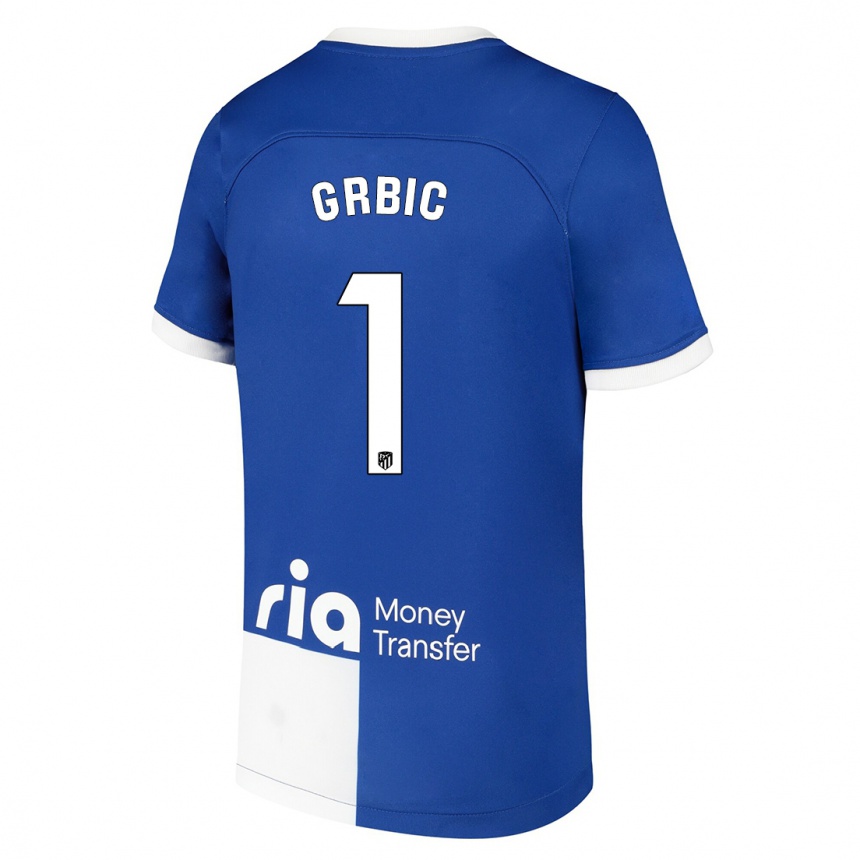 Kids  Ivo Grbic #1 Blue White Away Jersey 2023/24 T-Shirt