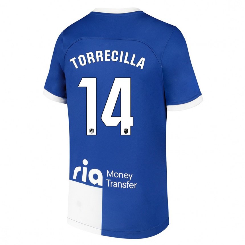 Kids  Virginia Torrecilla #14 Blue White Away Jersey 2023/24 T-Shirt
