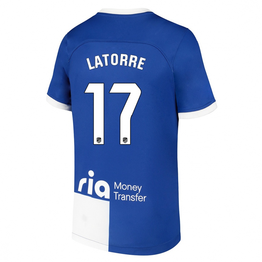 Kids  Barbara Latorre #17 Blue White Away Jersey 2023/24 T-Shirt