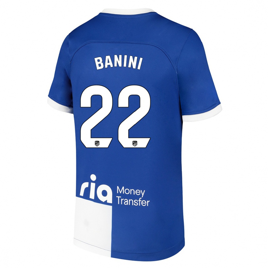 Kids  Estefania Banini #22 Blue White Away Jersey 2023/24 T-Shirt