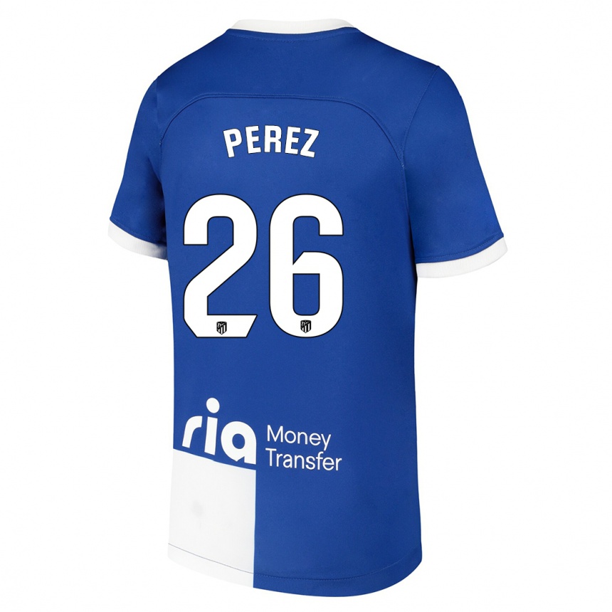 Kids  Xenia Perez #26 Blue White Away Jersey 2023/24 T-Shirt