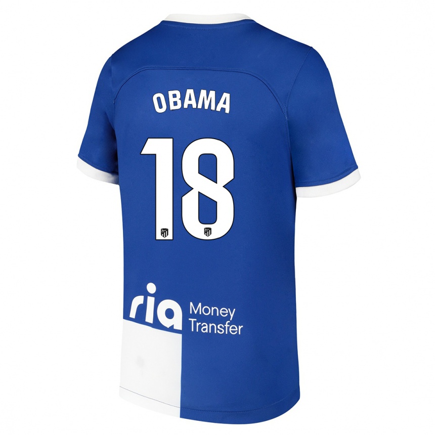 Kids  Salomon Obama #18 Blue White Away Jersey 2023/24 T-Shirt