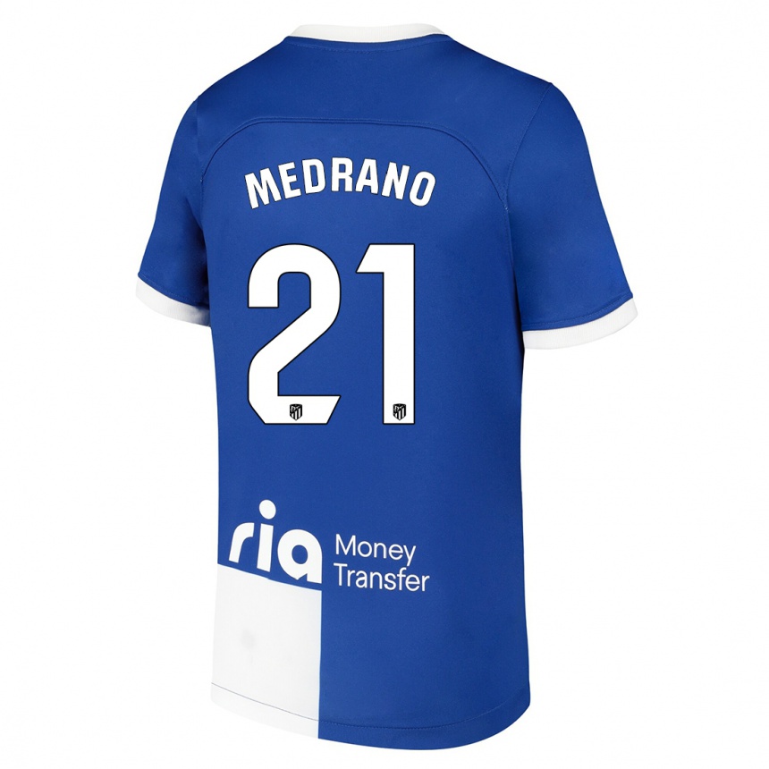 Kids  Fernando Medrano #21 Blue White Away Jersey 2023/24 T-Shirt