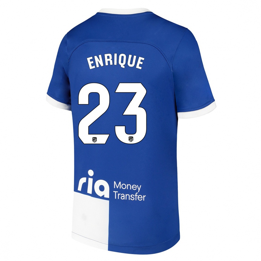 Kids  Gustavo Enrique #23 Blue White Away Jersey 2023/24 T-Shirt