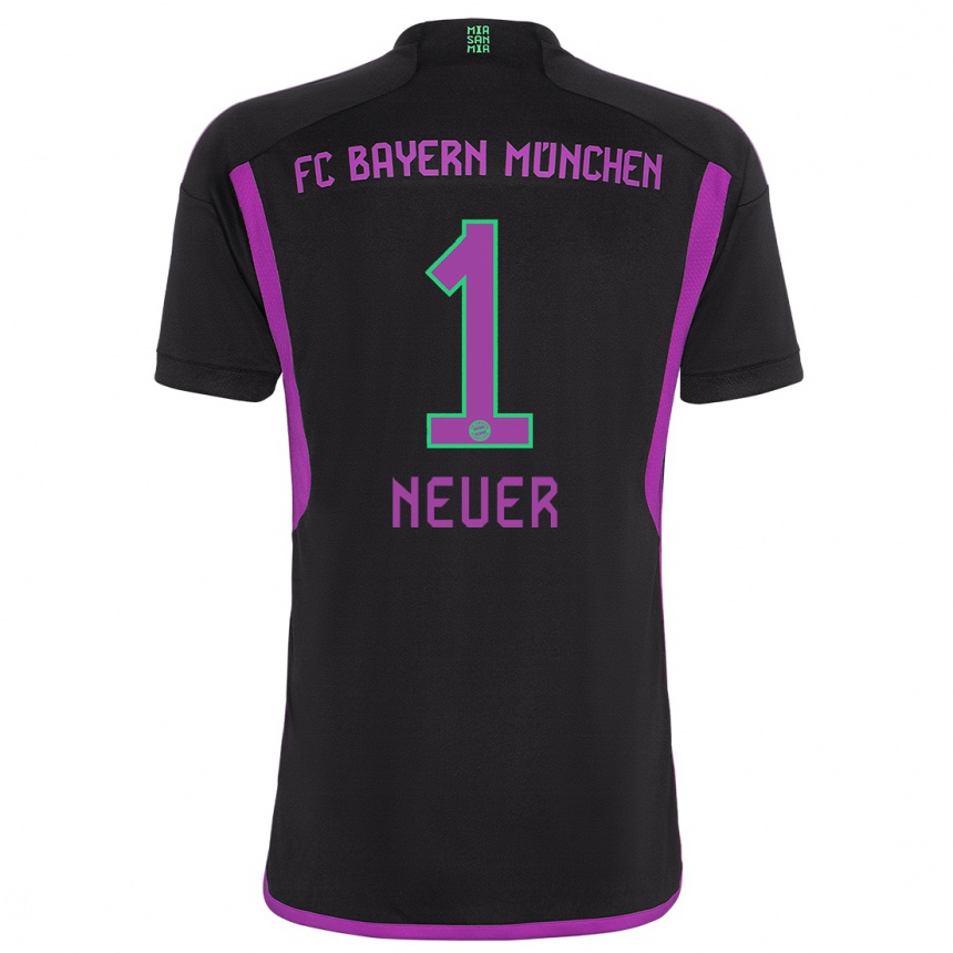 Kids  Manuel Neuer #1 Black Away Jersey 2023/24 T-Shirt