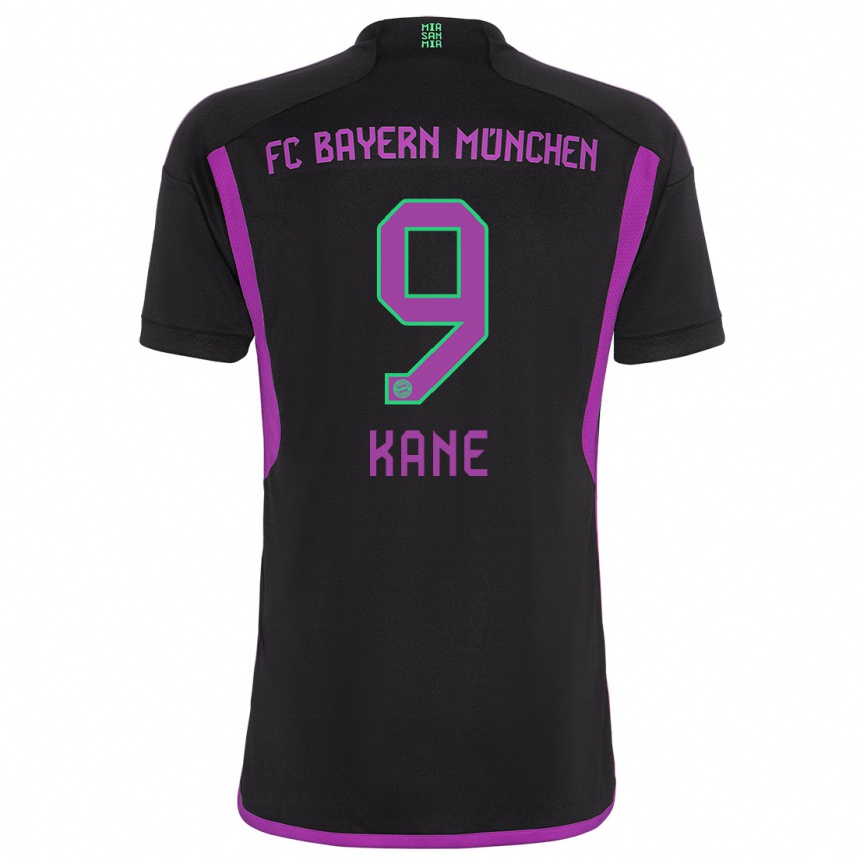 Kids  Harry Kane #9 Black Away Jersey 2023/24 T-Shirt