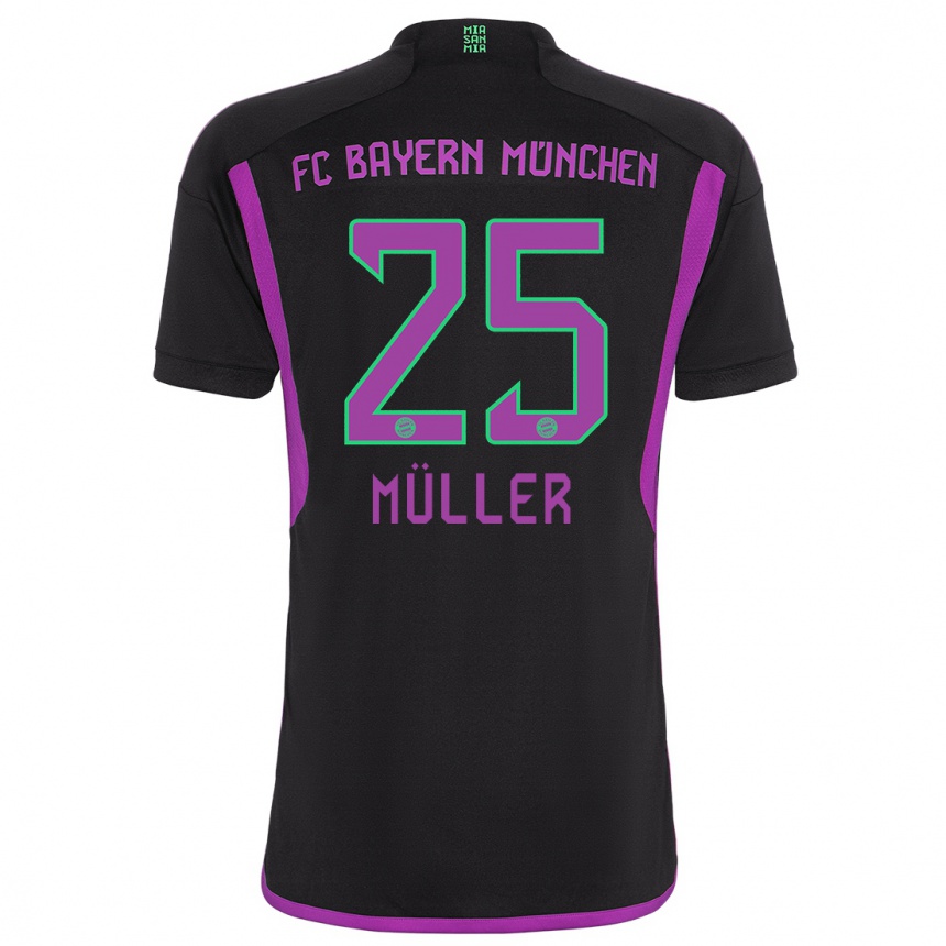 Kids  Thomas Muller #25 Black Away Jersey 2023/24 T-Shirt