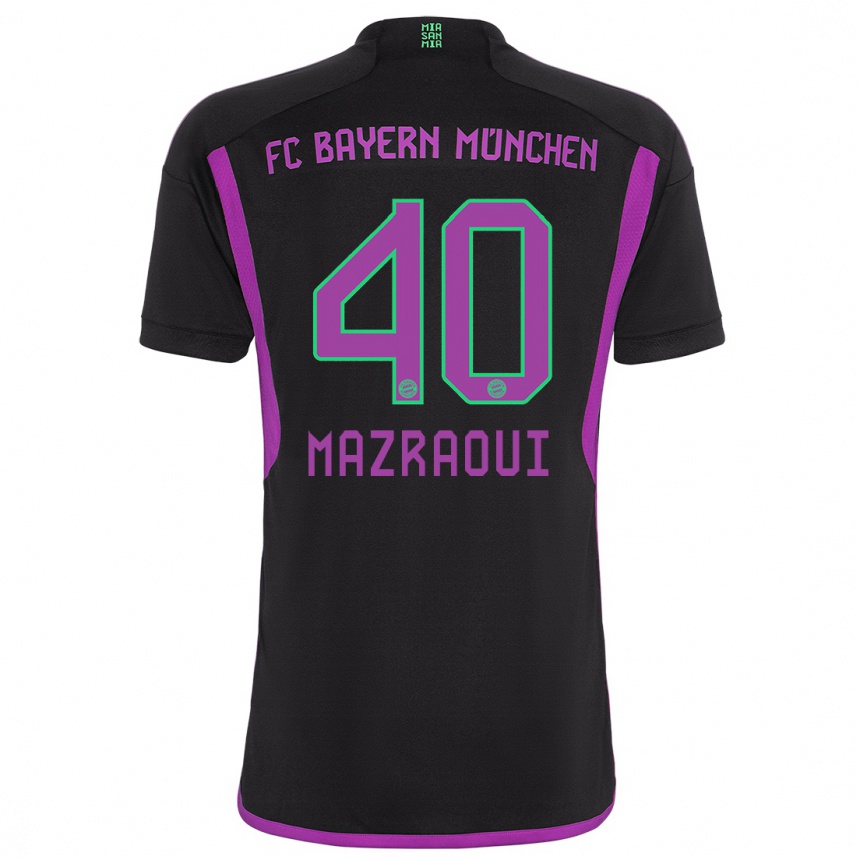 Kids  Noussair Mazraoui #40 Black Away Jersey 2023/24 T-Shirt