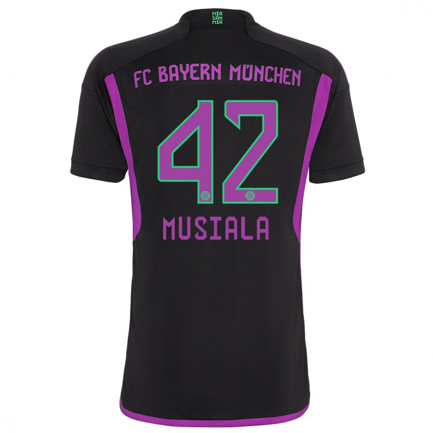 Kids  Jamal Musiala #42 Black Away Jersey 2023/24 T-Shirt