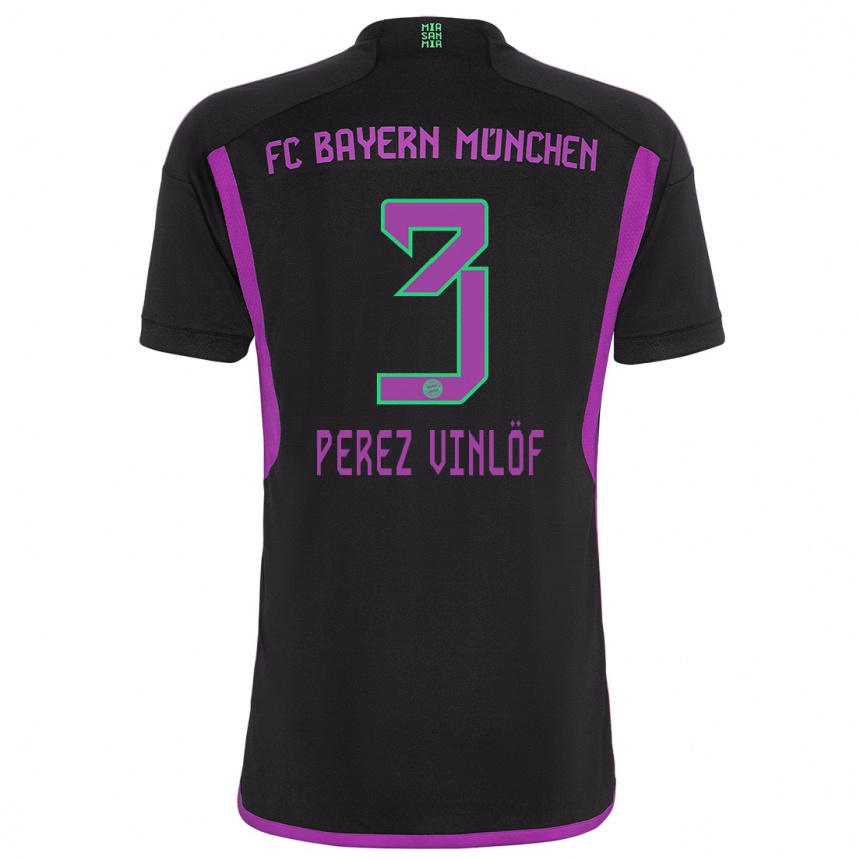 Kids  Matteo Perez Vinlöf #3 Black Away Jersey 2023/24 T-Shirt