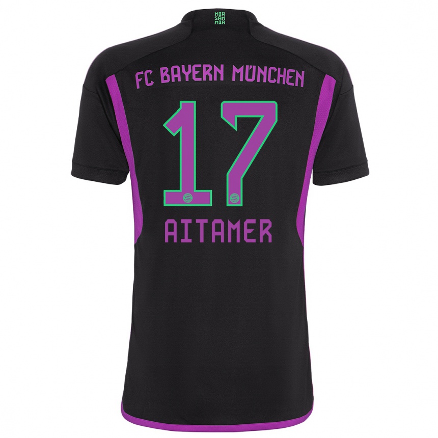 Kids  Younes Aitamer #17 Black Away Jersey 2023/24 T-Shirt