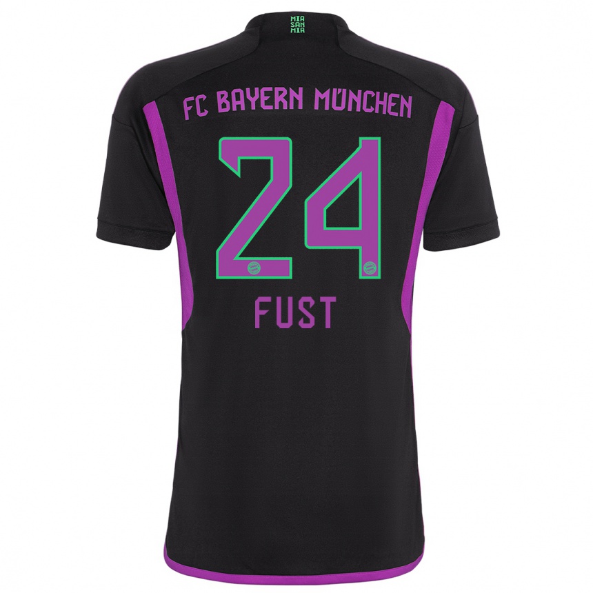 Kids  Leon Fust #24 Black Away Jersey 2023/24 T-Shirt