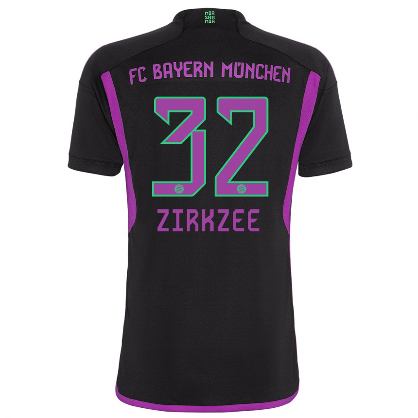 Kids  Joshua Zirkzee #32 Black Away Jersey 2023/24 T-Shirt