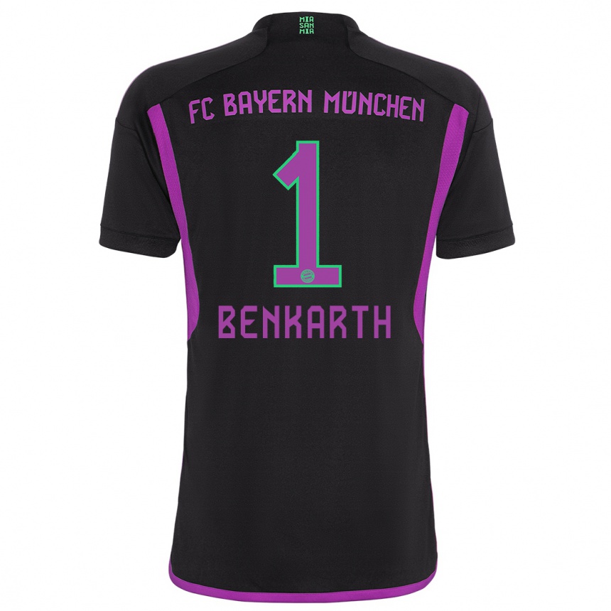 Kids  Laura Benkarth #1 Black Away Jersey 2023/24 T-Shirt