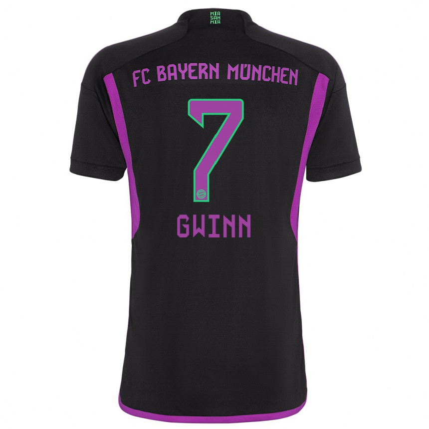 Kids  Giulia Gwinn #7 Black Away Jersey 2023/24 T-Shirt