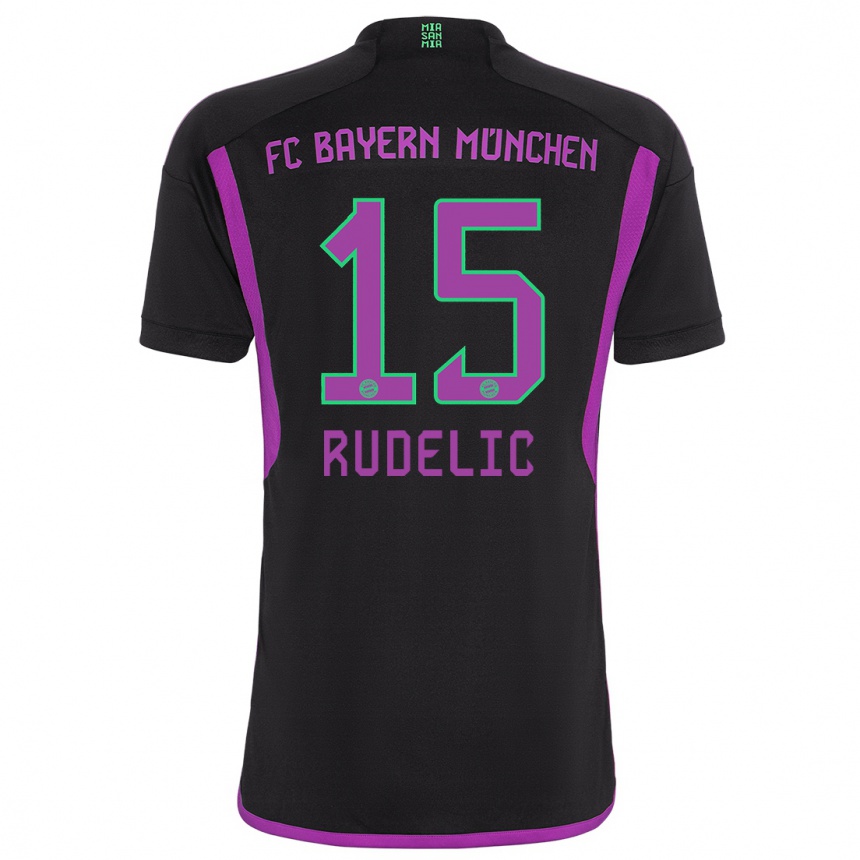 Kids  Ivana Rudelic #15 Black Away Jersey 2023/24 T-Shirt