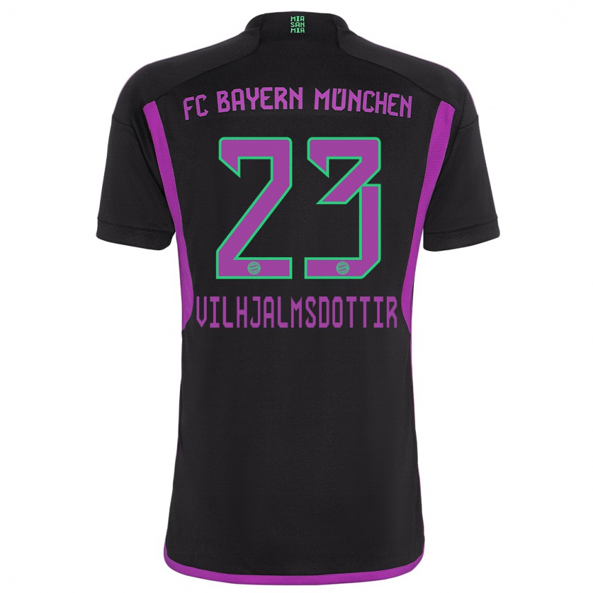 Kids  Karolina Lea Vilhjalmsdottir #23 Black Away Jersey 2023/24 T-Shirt