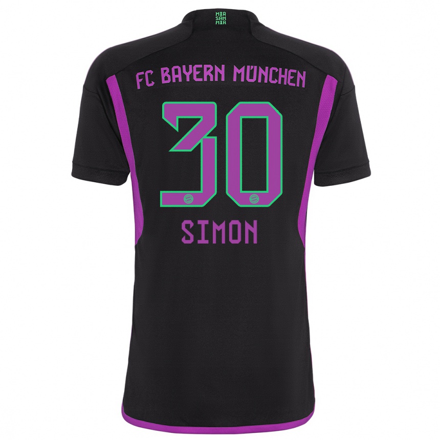 Kids  Carolin Simon #30 Black Away Jersey 2023/24 T-Shirt