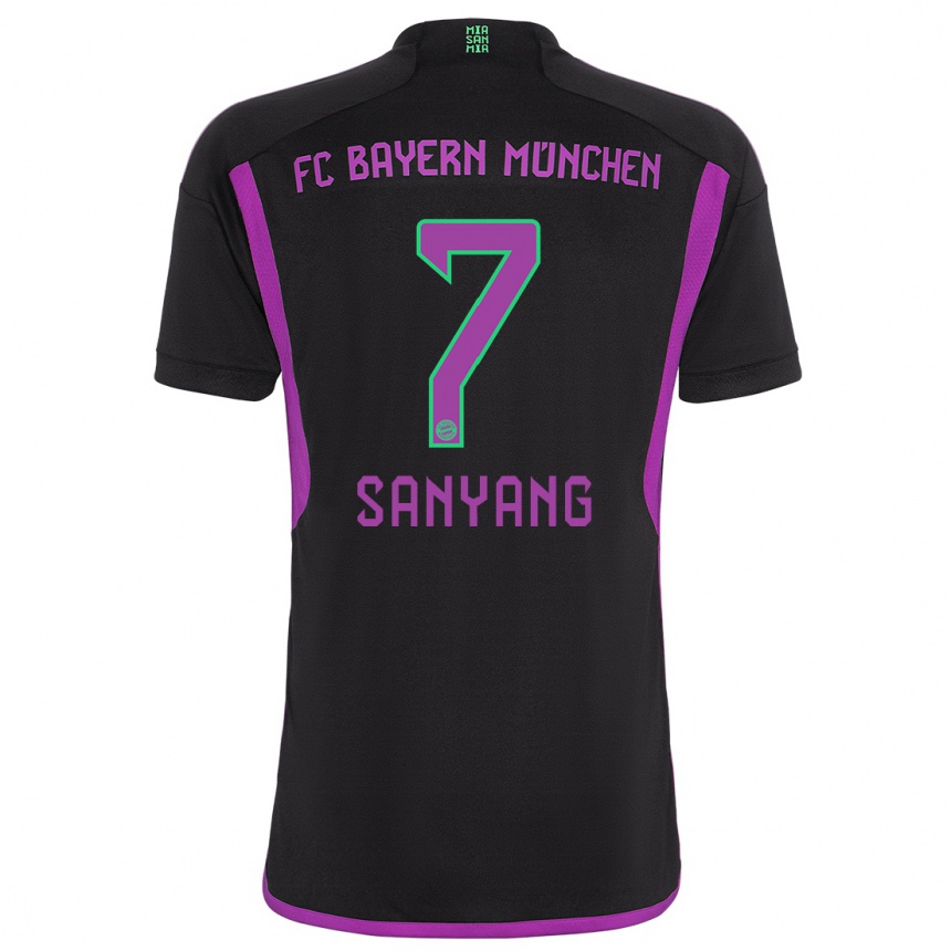 Kids  Mamin Sanyang #7 Black Away Jersey 2023/24 T-Shirt