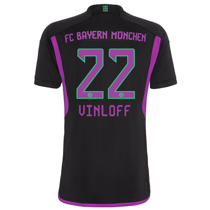 Kids  Matteo Vinloff #22 Black Away Jersey 2023/24 T-Shirt